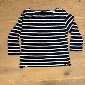 Banana Republic Striped Navy and White Boatneck Women's Top